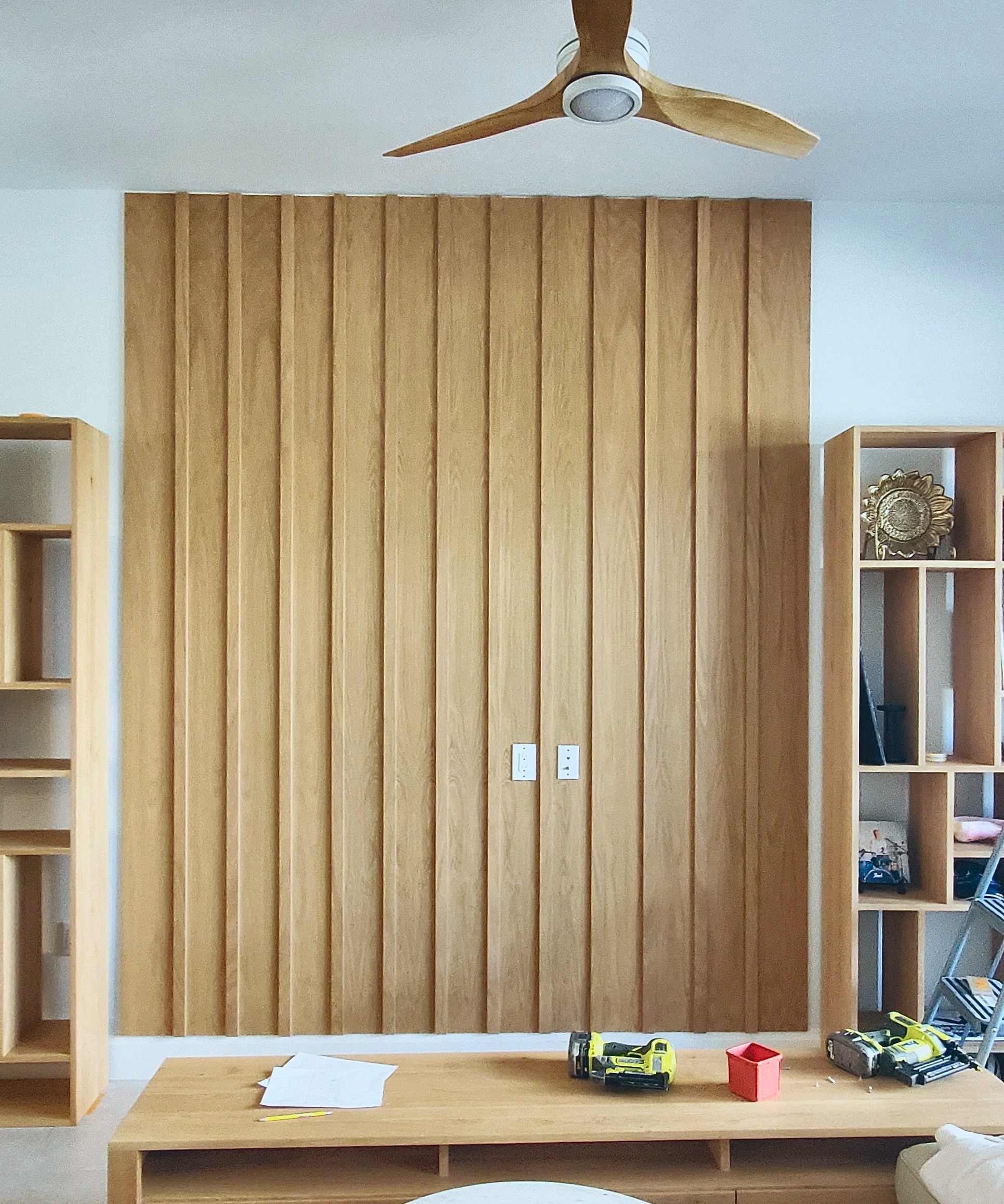 White oak slat wall