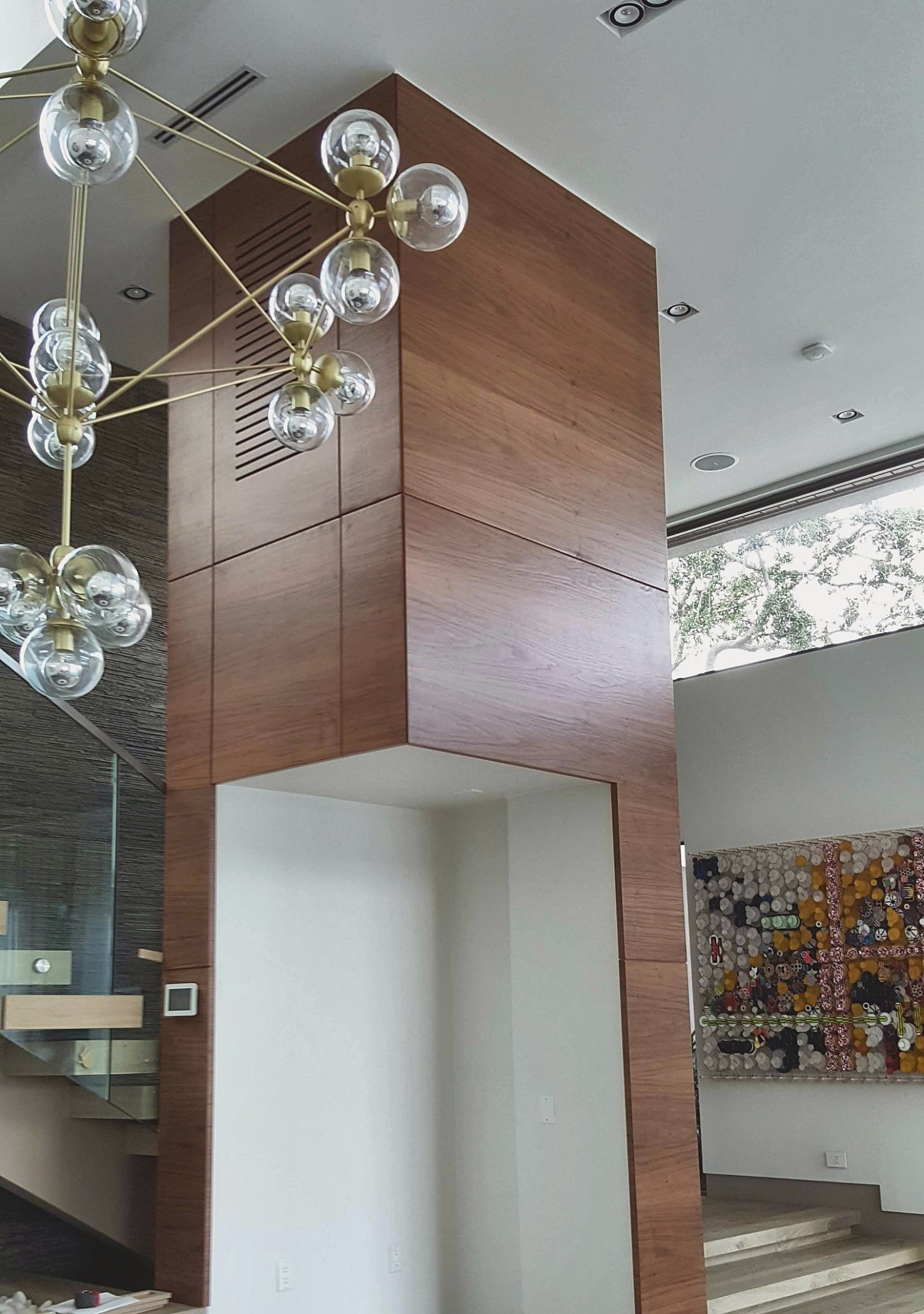 Walnut column with vent panel