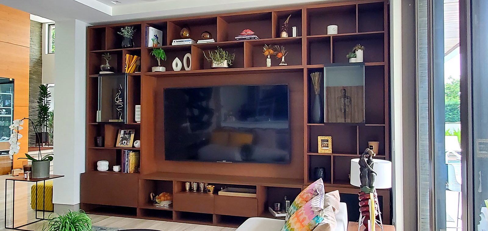 Walnut media wall
